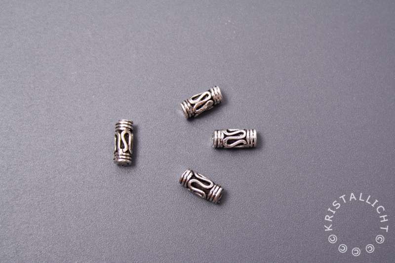 sterling gerhodineerd zilver  buisje - Bali stijl - 8 * 3,5 mm - 1 st.